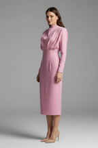 Women’s High Neck Long Sleeve Ankle-Length Dress for Elegant Comfort