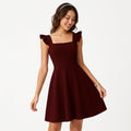 Fit and Flare Mini Dress with Ruffle Straps for Flattering Summer Style