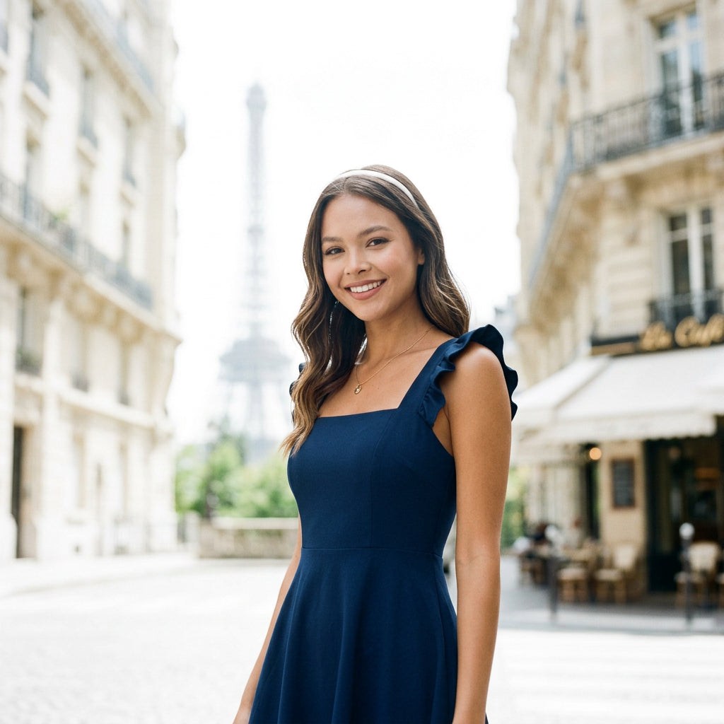 Fit and Flare Mini Dress with Ruffle Straps for Flattering Summer Style