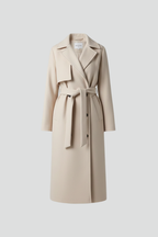 Women’s Long Double-Breasted Coat with Adjustable Waist Belt for Elegant Warmth