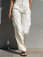 Women’s Minimalist V-Neck Sleeveless Cotton Blend Wide-Leg Jumpsuit – Smart Casual