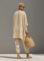 Women’s Linen Cotton Co-Ord Set – Asymmetric Hem Top & Tapered Pants