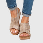 Women's Orthopedic Wedge Sandals with Cushioned Insole and Adjustable Buckle for All-Day Comfort