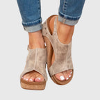 Women's Orthopedic Wedge Sandals with Cushioned Insole and Adjustable Buckle for All-Day Comfort