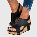 Women's Orthopedic Wedge Sandals with Cushioned Insole and Adjustable Buckle for All-Day Comfort