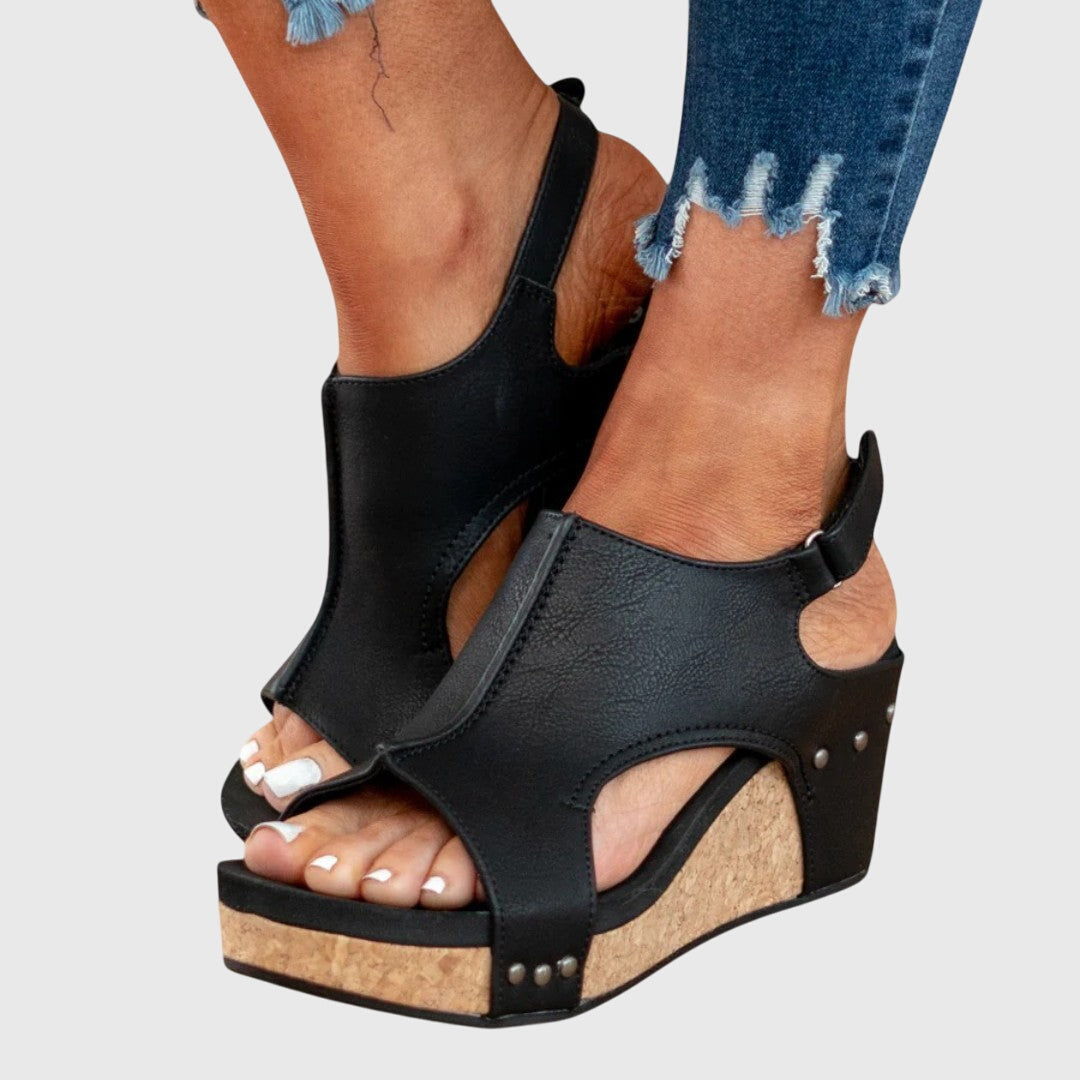 Women's Orthopedic Wedge Sandals with Cushioned Insole and Adjustable Buckle for All-Day Comfort