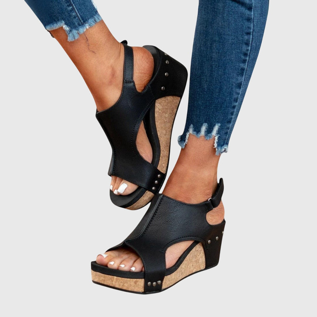 Women's Orthopedic Wedge Sandals with Cushioned Insole and Adjustable Buckle for All-Day Comfort