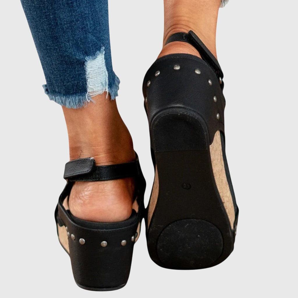 Women's Orthopedic Wedge Sandals with Cushioned Insole and Adjustable Buckle for All-Day Comfort