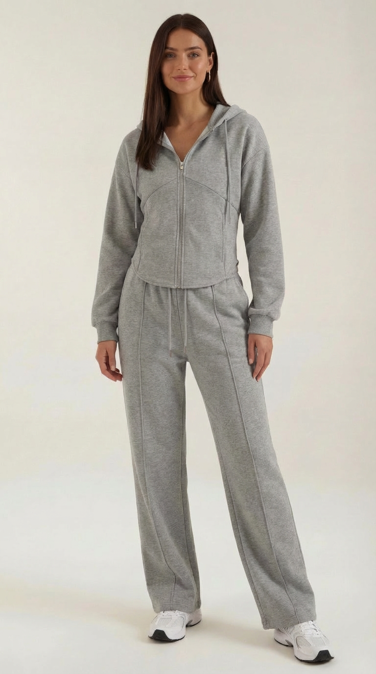 Women’s Yolanda Hoodie & Wide Leg Pants Set – Cozy Relaxed Fit Loungewear