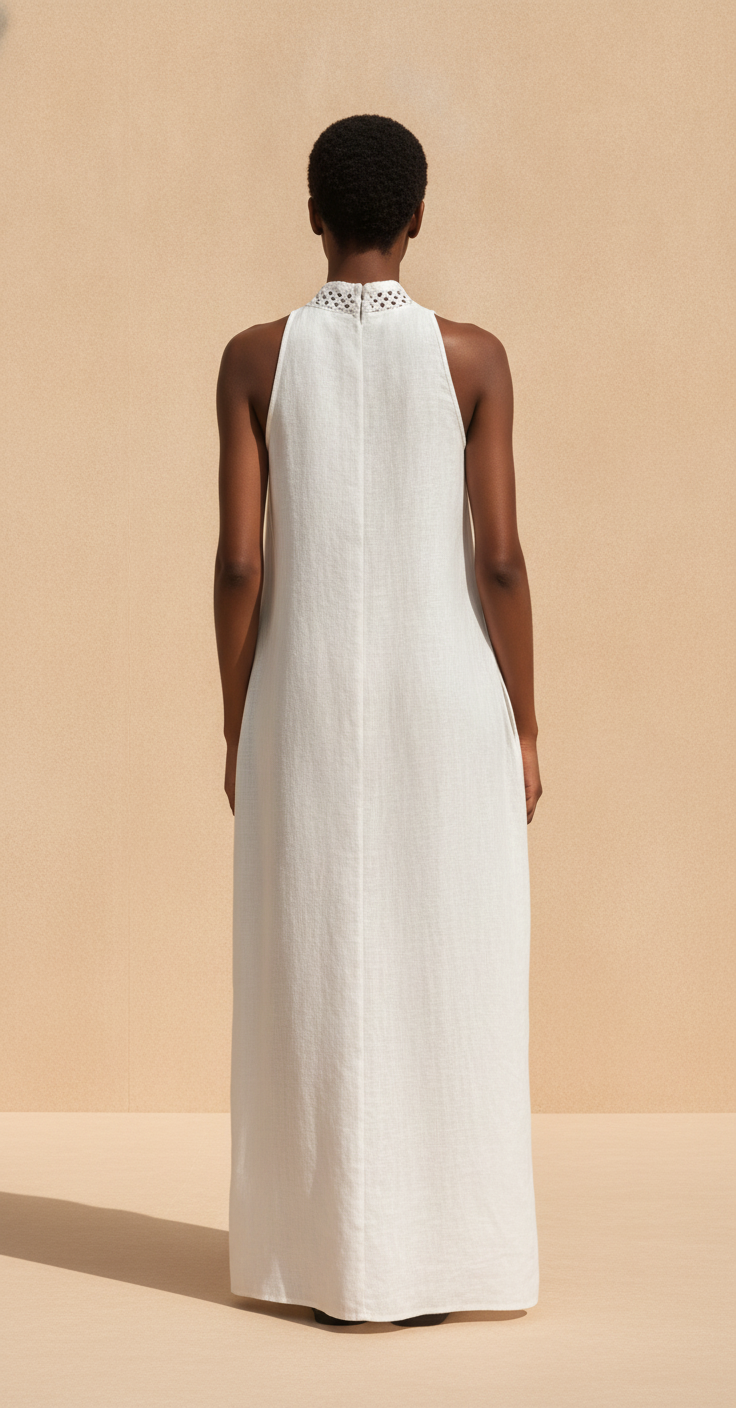 Women’s Minimalist Cutout Sleeveless Maxi Dress – Modern Lightweight Summer to Autumn