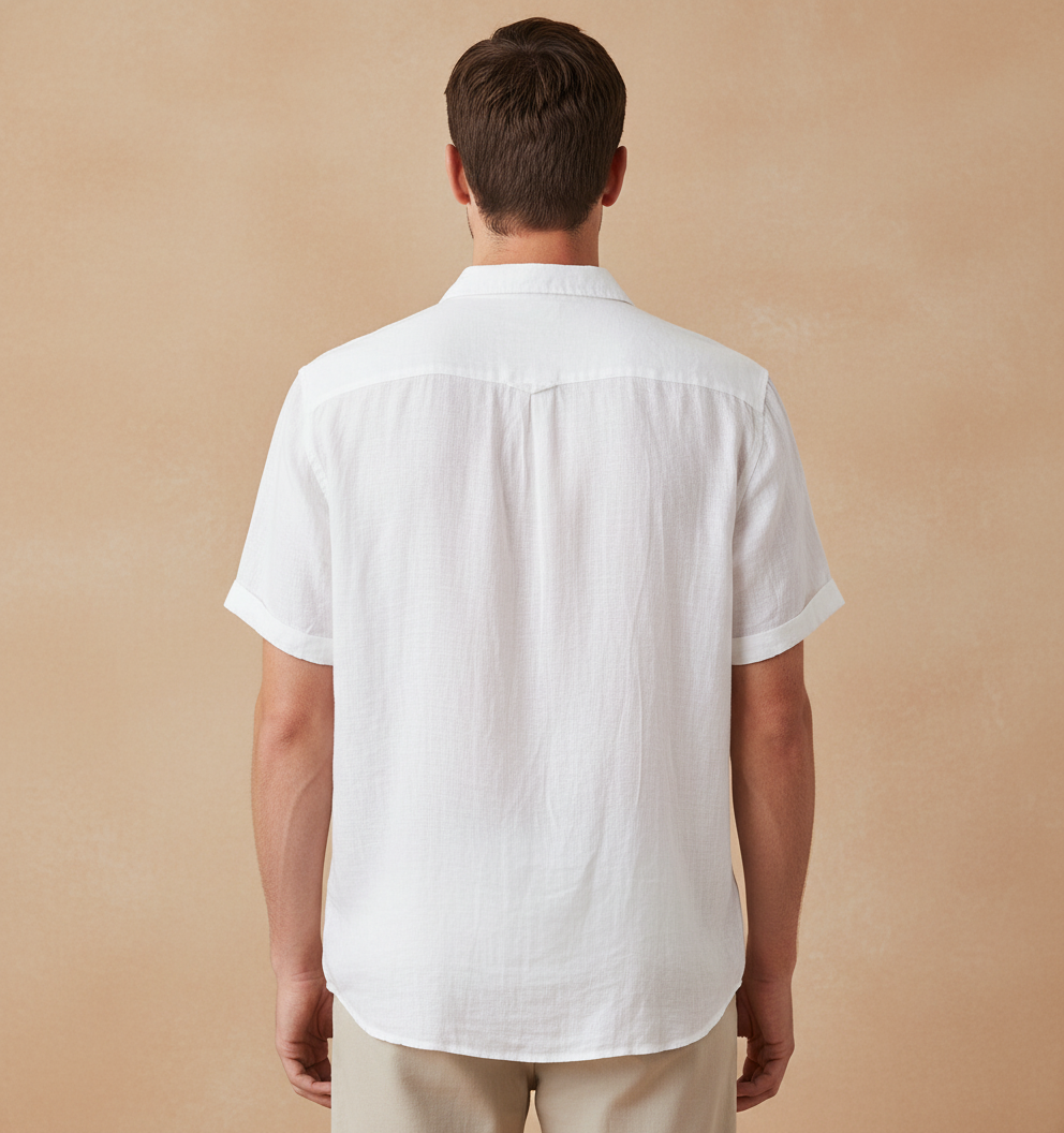 Men’s Theodore Willow Bologna Linen Shirt – Lightweight Short Sleeve Button-Down