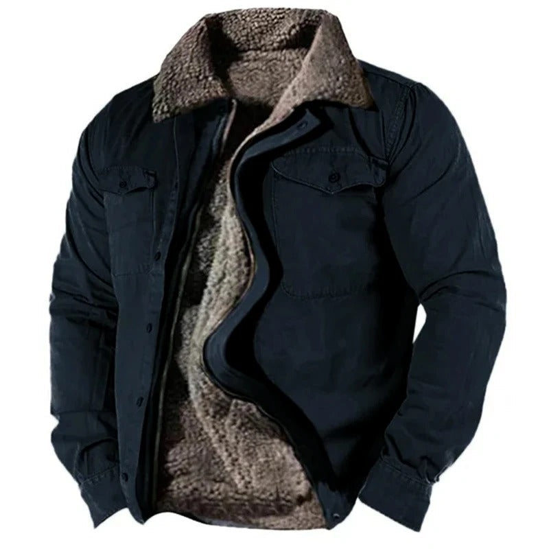 Navy blue suede finish western ranch trucker jacket