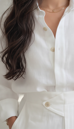 Linen maxi skirt drape and movement detail