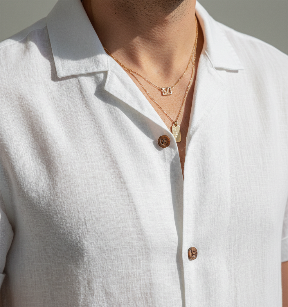 Men’s Theodore Willow Bologna Linen Shirt – Lightweight Short Sleeve Button-Down