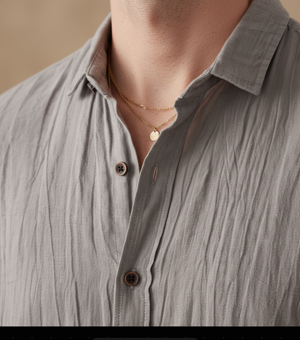 Men’s Theodore Willow Bologna Linen Shirt – Lightweight Short Sleeve Button-Down