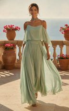 Womens grey cold shoulder set styled with heels