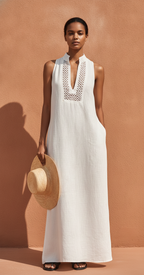 Women’s Minimalist Cutout Sleeveless Maxi Dress – Modern Lightweight Summer to Autumn