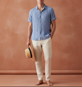 Men’s Theodore Willow Bologna Linen Shirt – Lightweight Short Sleeve Button-Down