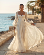Elegant Chiffon | Long Sleeve Maxi Dress with Square Neckline | Flowy Design for Effortless Styling