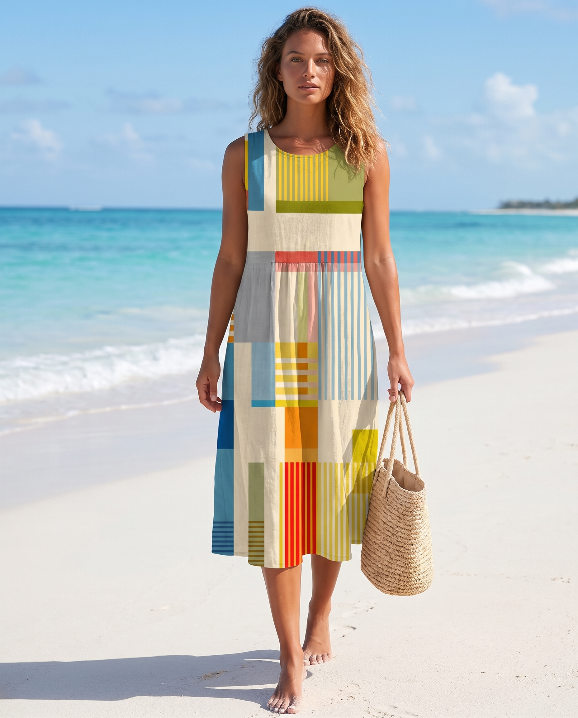 Marielle Collection | Women's Dress with Vibrant Geometric Design | Effortless Summer Style for Every Occasion