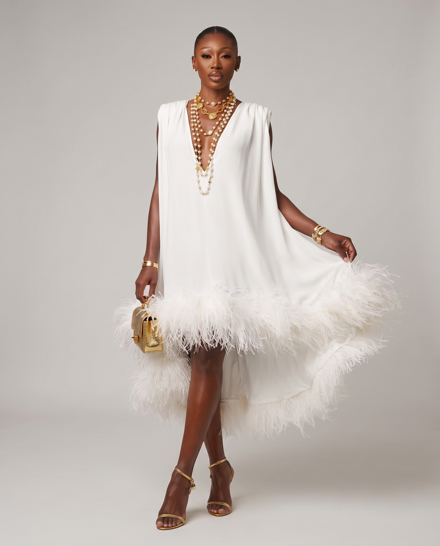 Elegant Feather Design Midi Dress for Women Comfortable Stylish