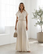 Women’s Two-Piece Wide Leg Pants Set – Relaxed Fit Top & Full-Length Trousers