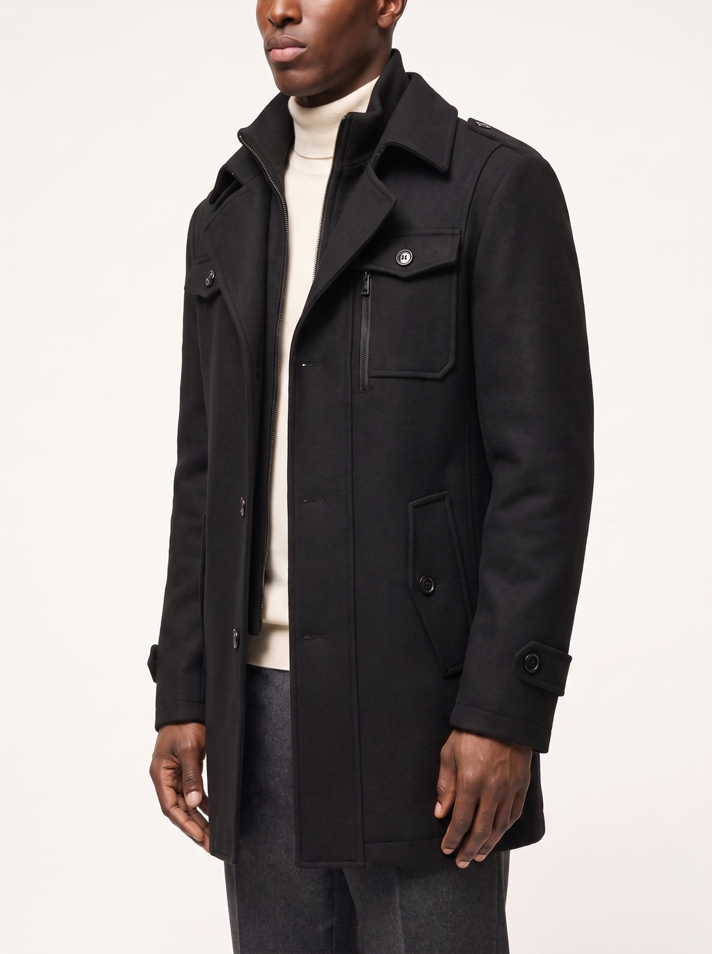Pea coat structured fit three quarter view