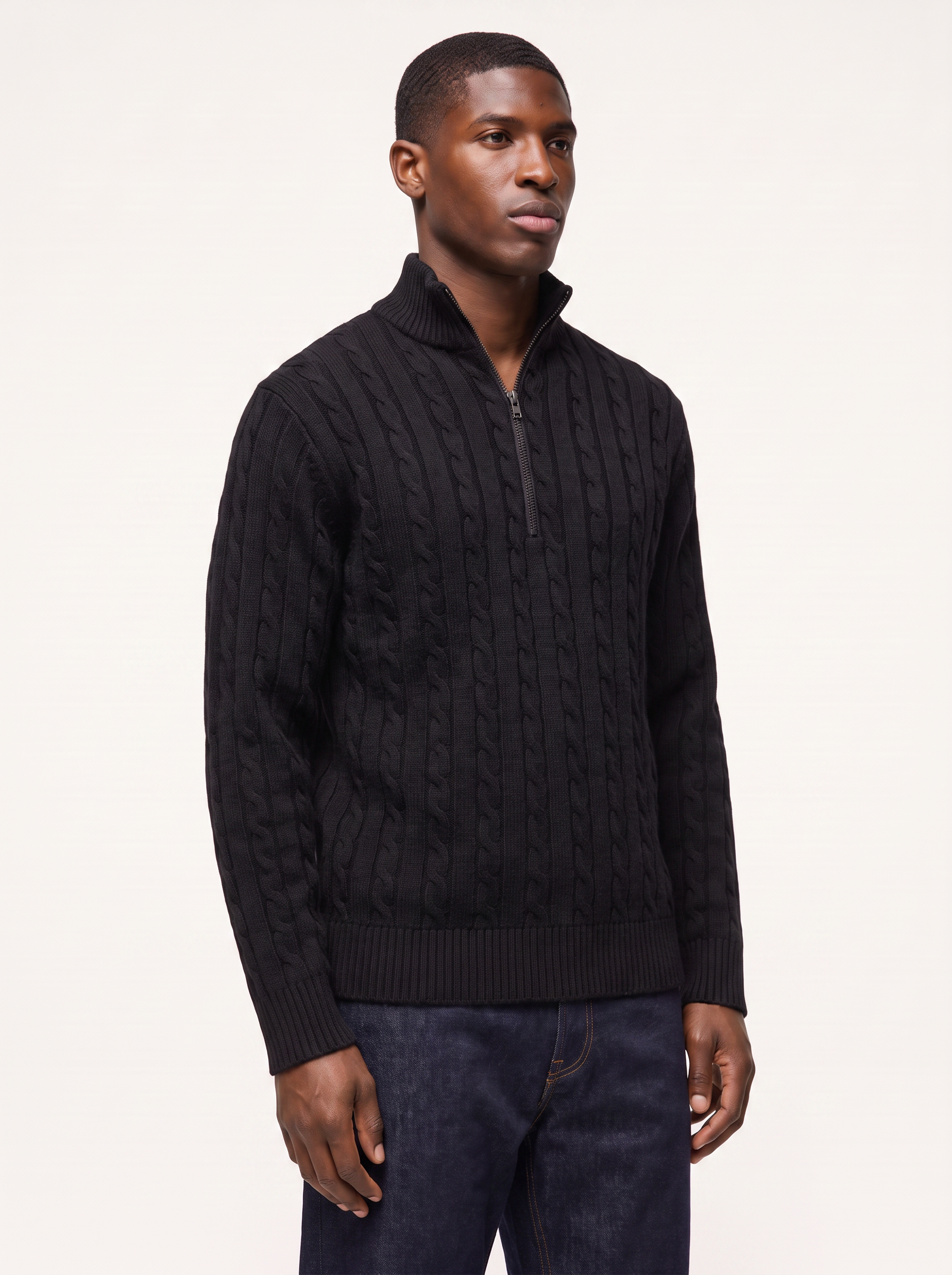 Quarter zip pullover fit three quarter view