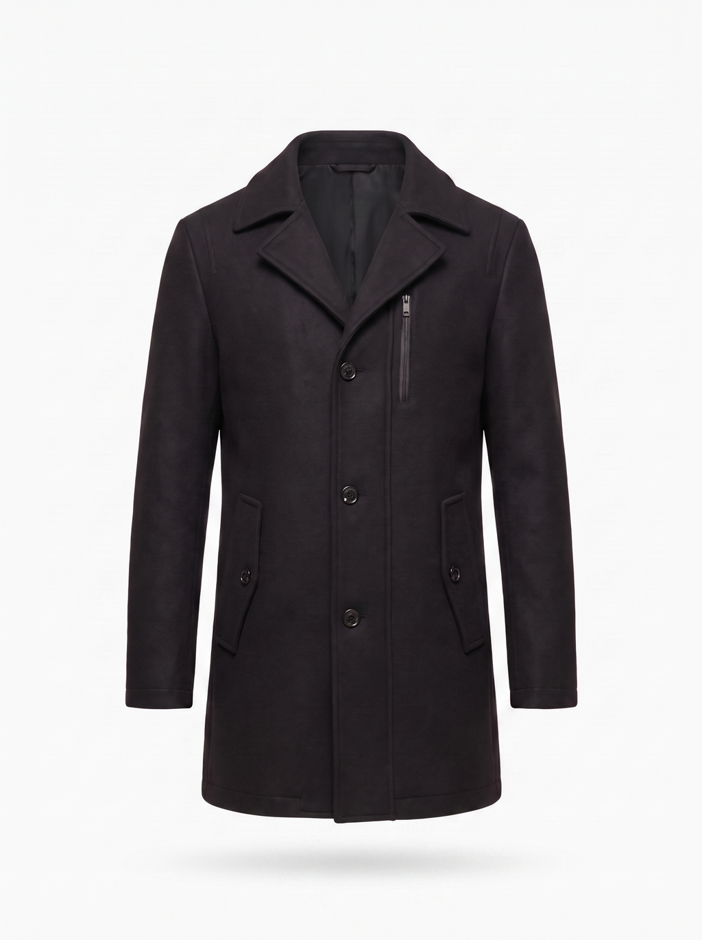 Wool blend pea coat product shot on white background