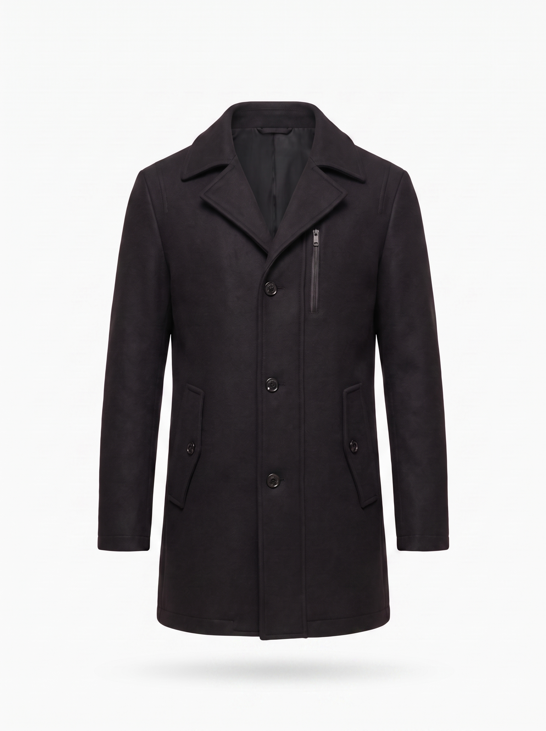 Wool blend pea coat product shot on white background