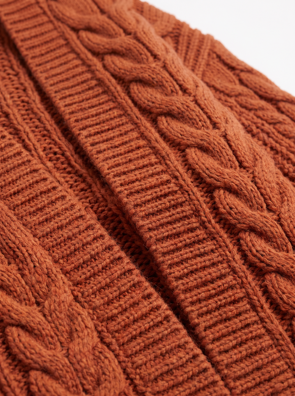 Chunky cable knit cardigan braided pattern close up detail