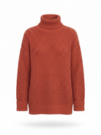 Oversized honeycomb turtleneck product shot on white background