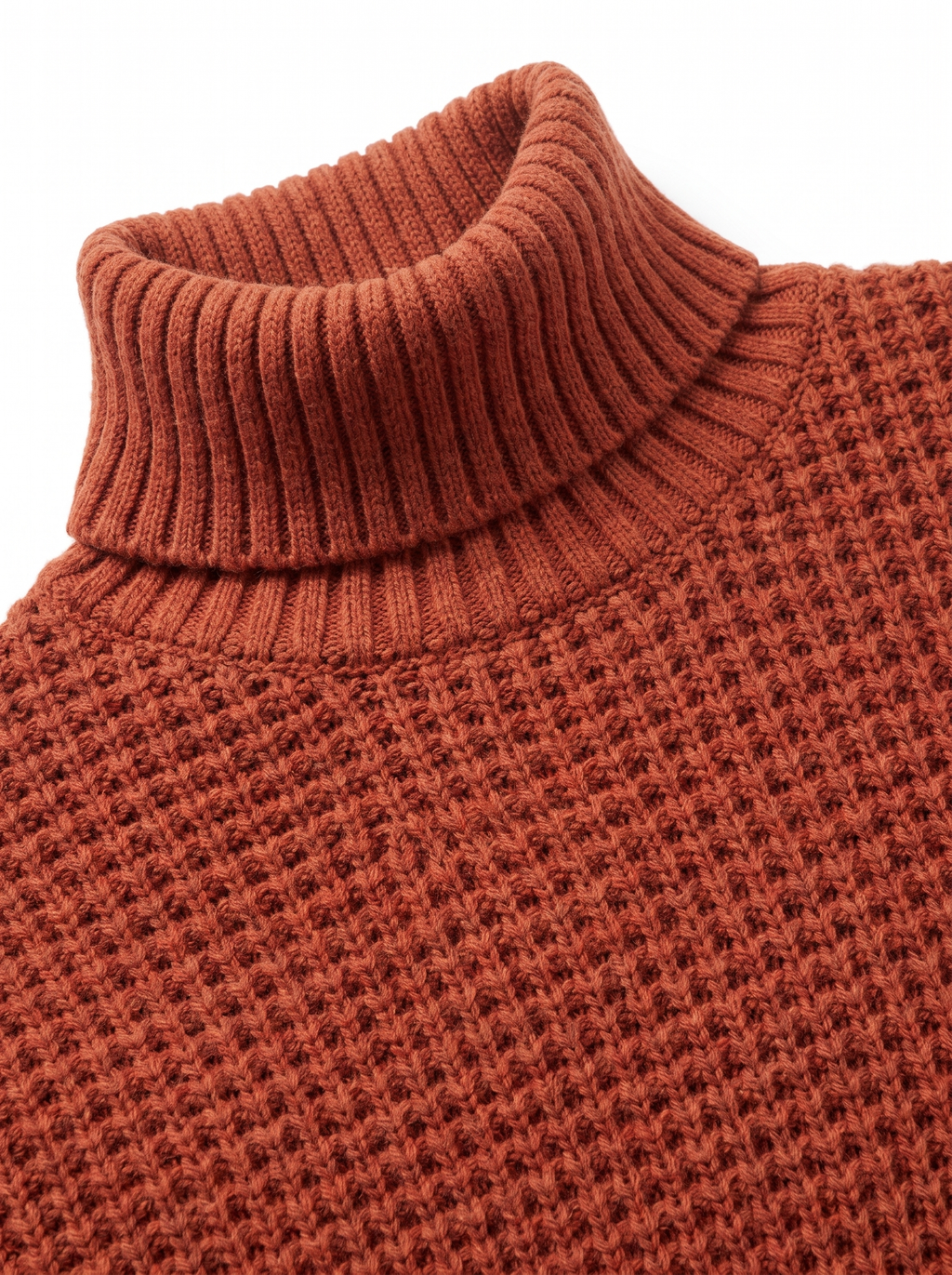 Honeycomb waffle knit texture and collar close up detail