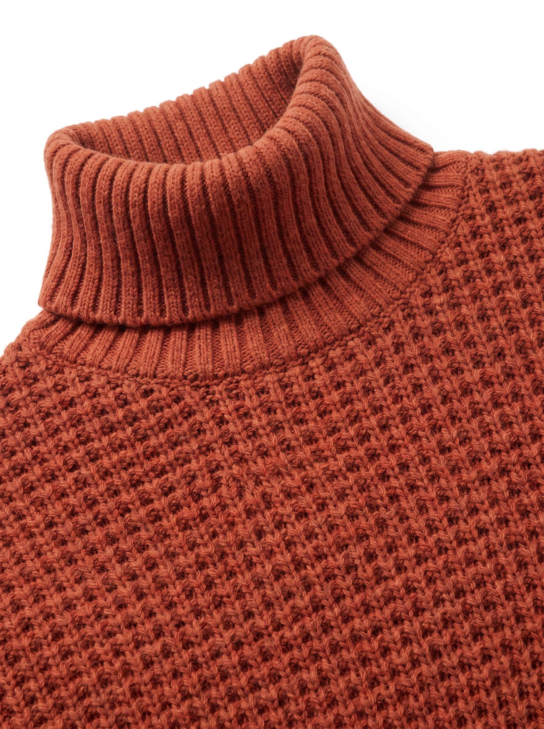Honeycomb waffle knit texture and collar close up detail
