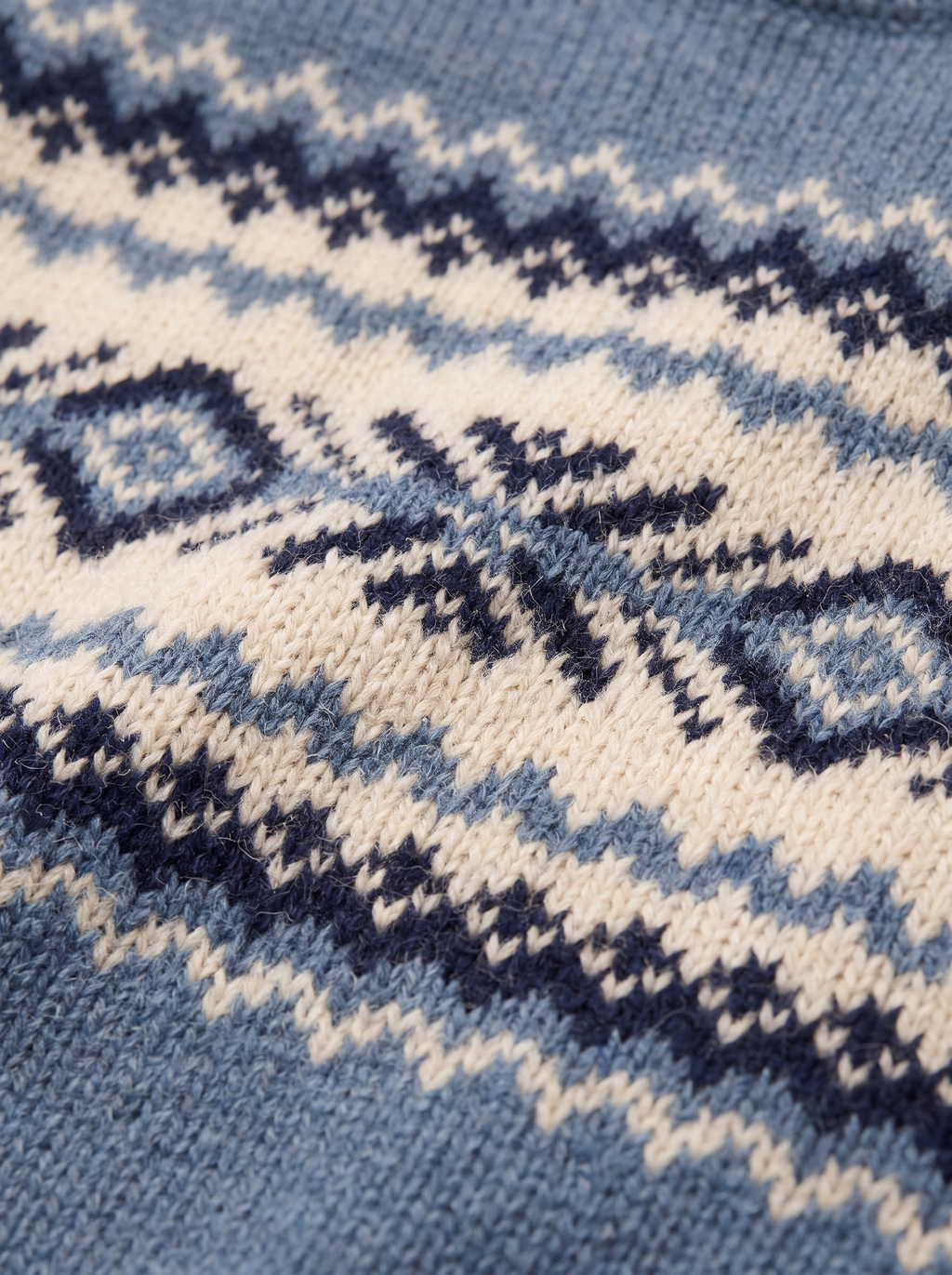 Fair Isle jacquard knit pattern close up detail