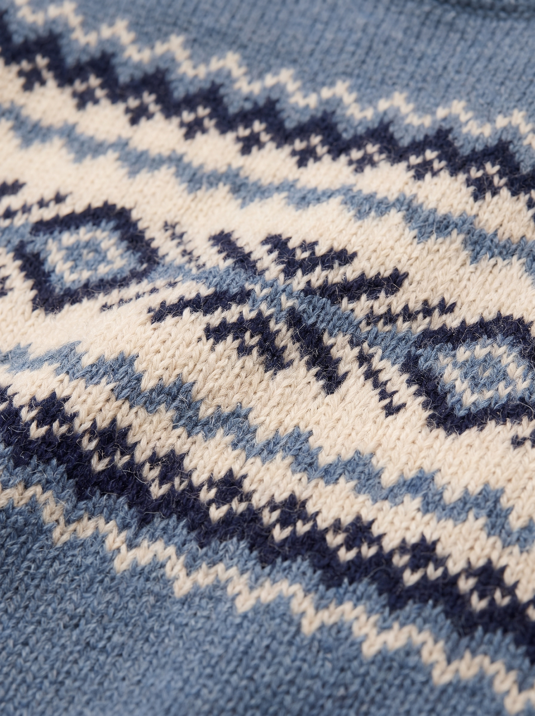 Fair Isle jacquard knit pattern close up detail