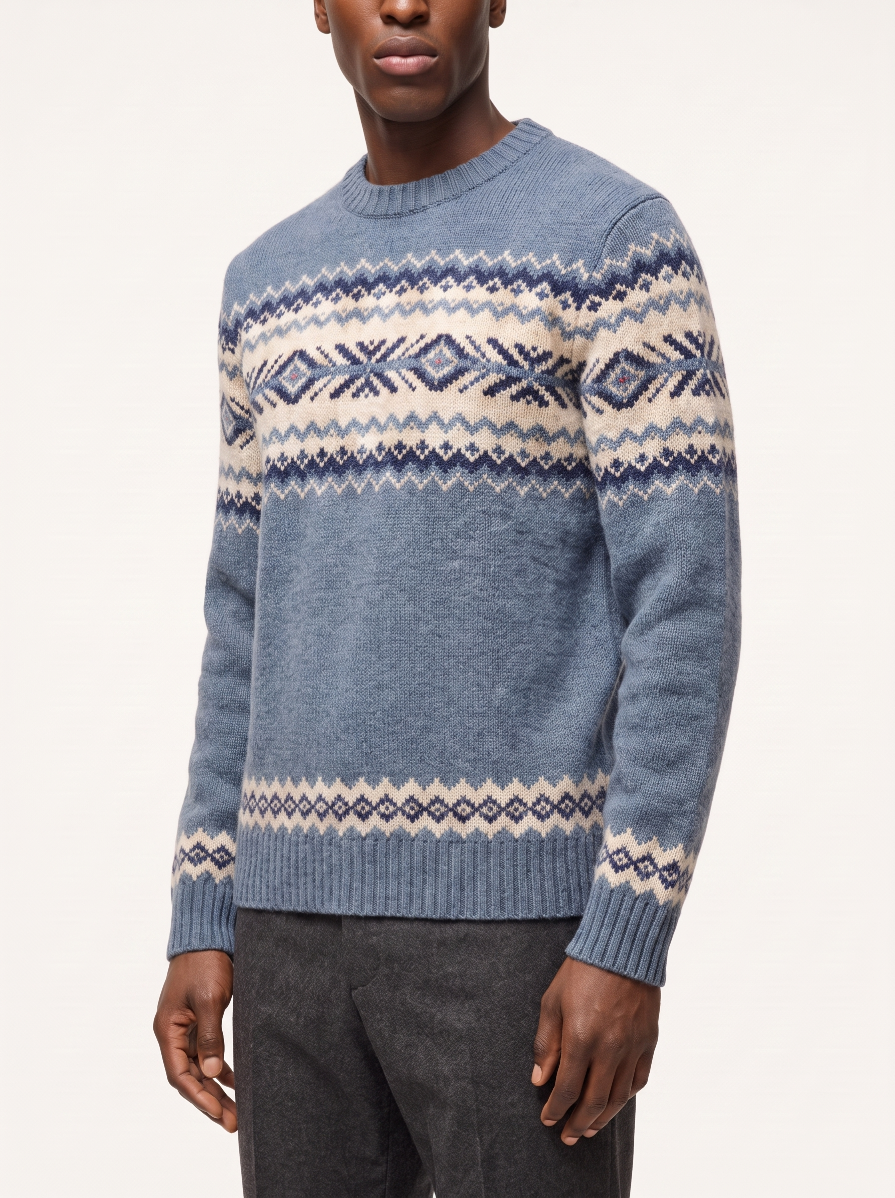 Fair Isle sweater regular fit three quarter view