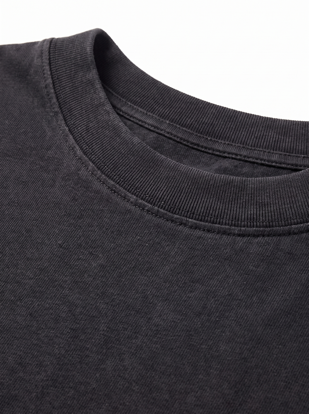 Heavyweight tee neckline and fabric close up detail