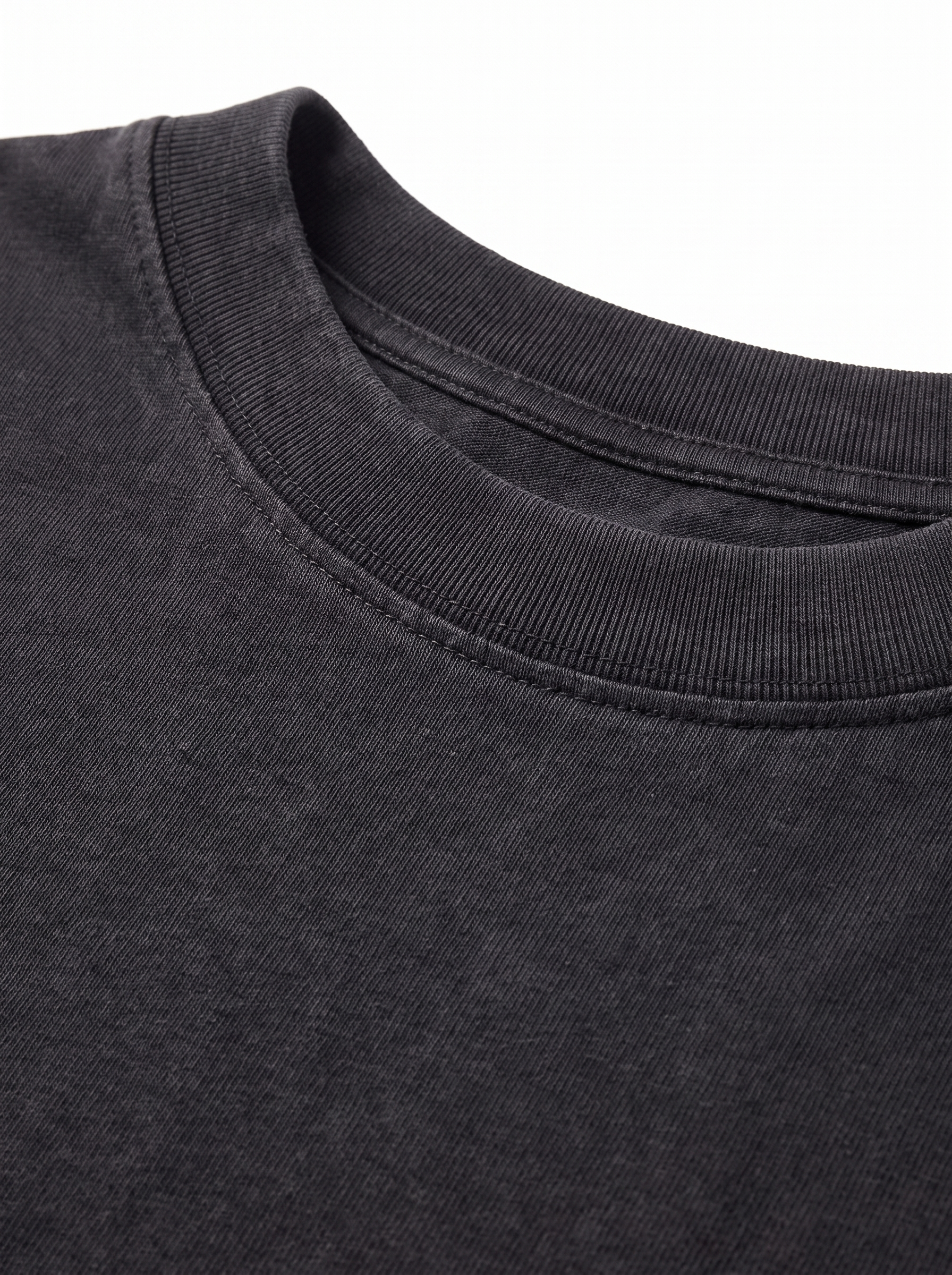 Heavyweight tee neckline and fabric close up detail