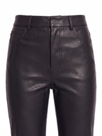 Faux leather pants waistband close up detail