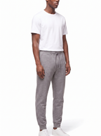 Grey sweatpants three quarter fit shot