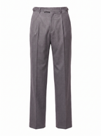 Grey pleated trousers product packshot on white
