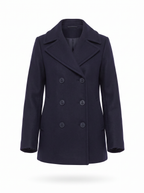 Navy pea coat product packshot on white