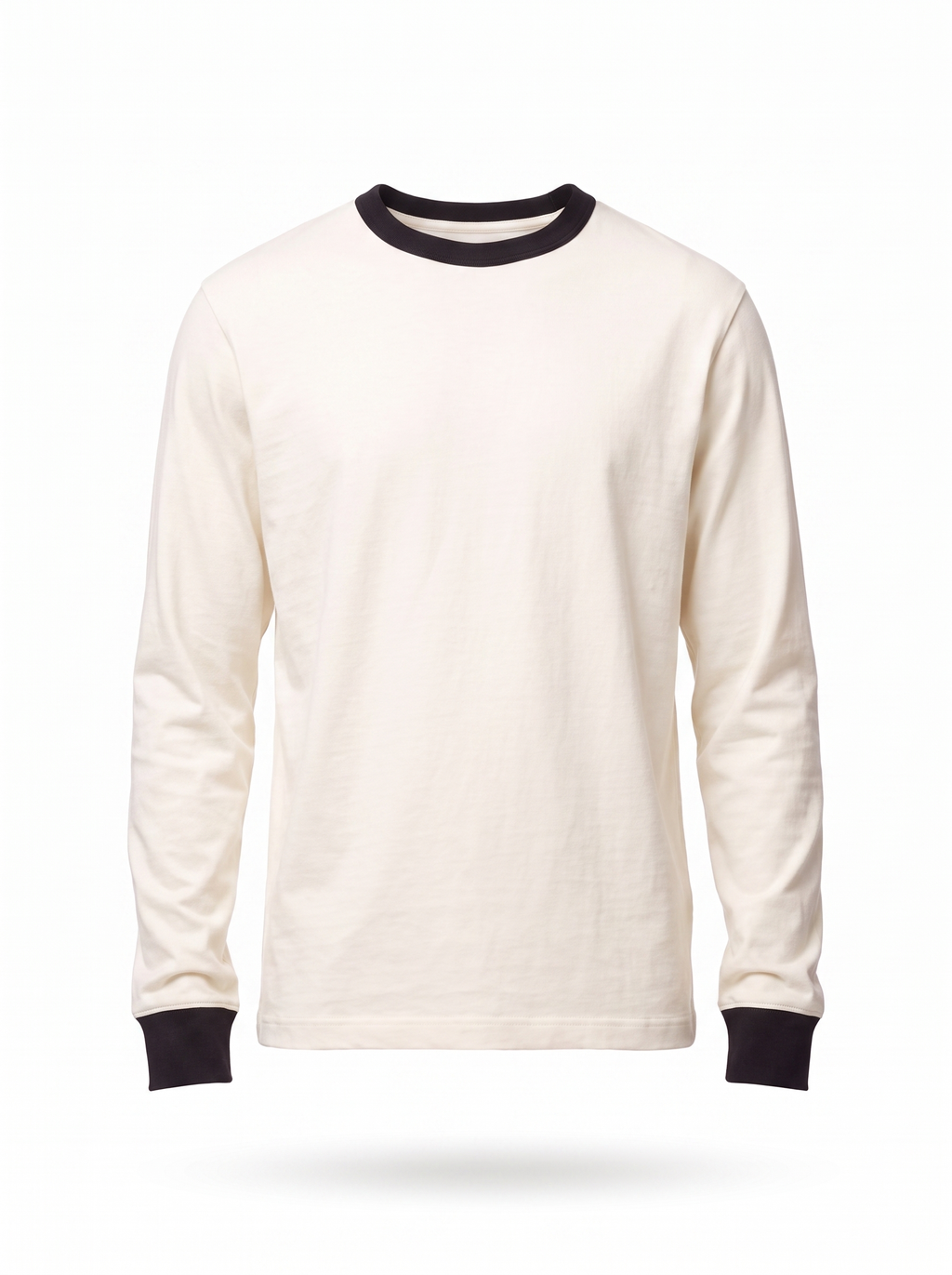 Cream ringer tee product packshot on white