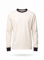 Cream ringer tee product packshot on white