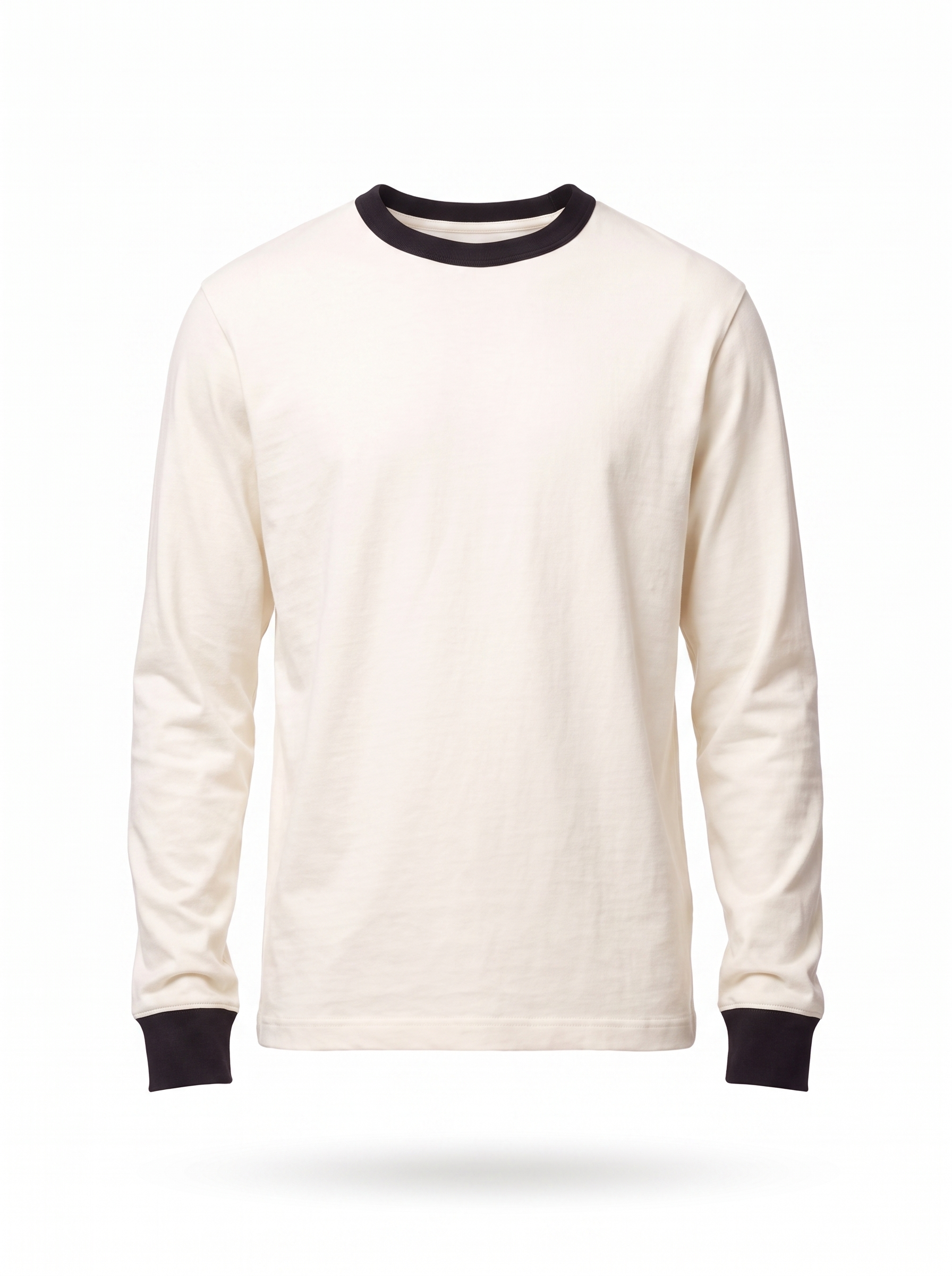 Cream ringer tee product packshot on white