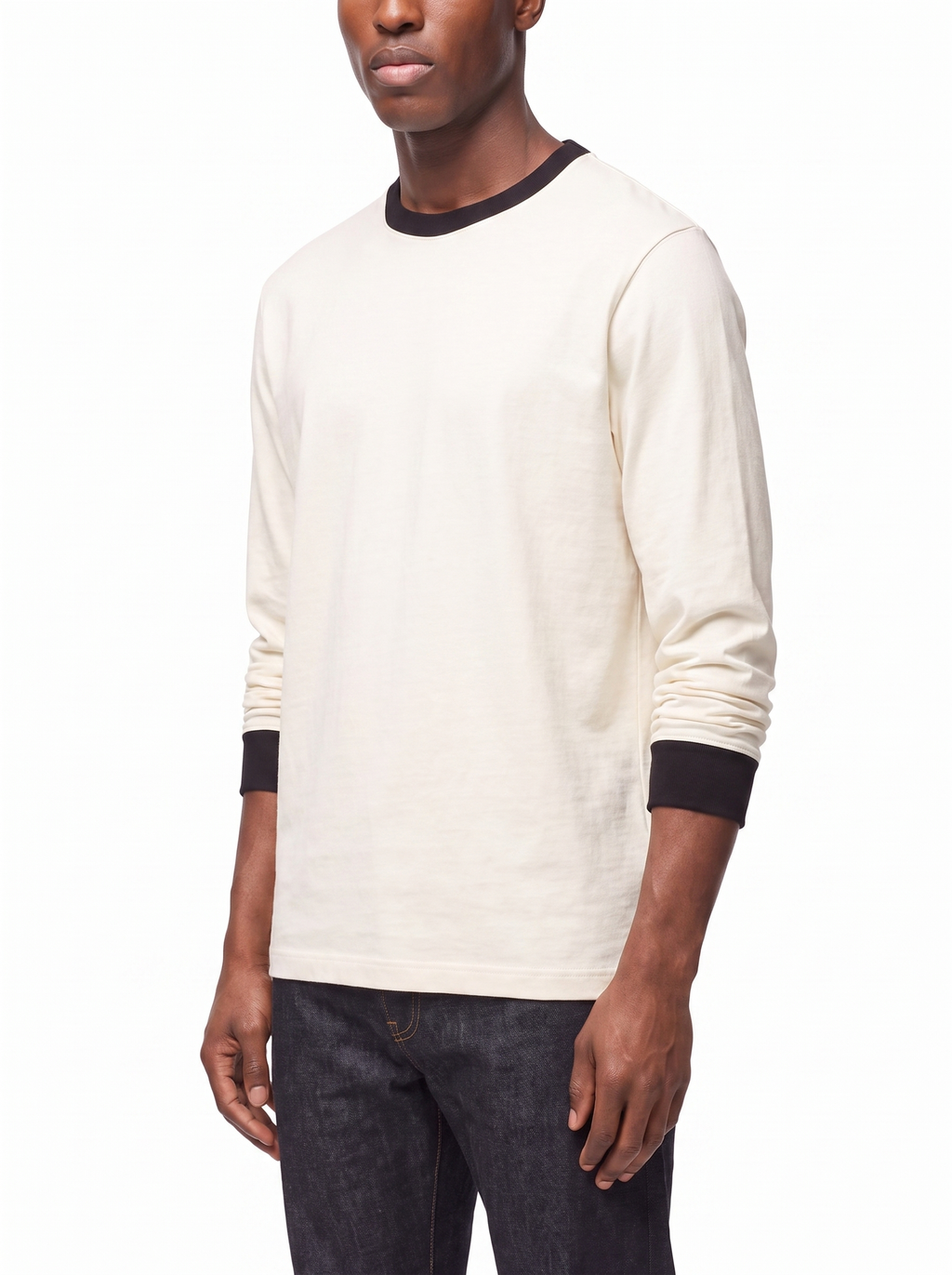 Ringer tee three quarter fit shot