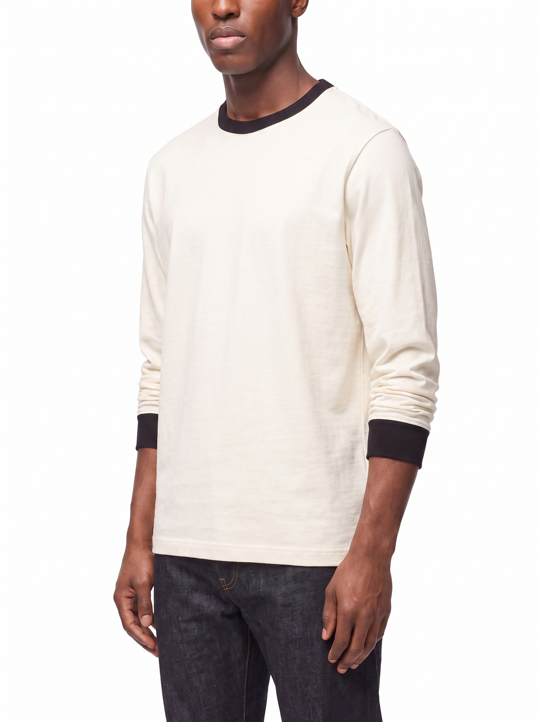 Ringer tee three quarter fit shot