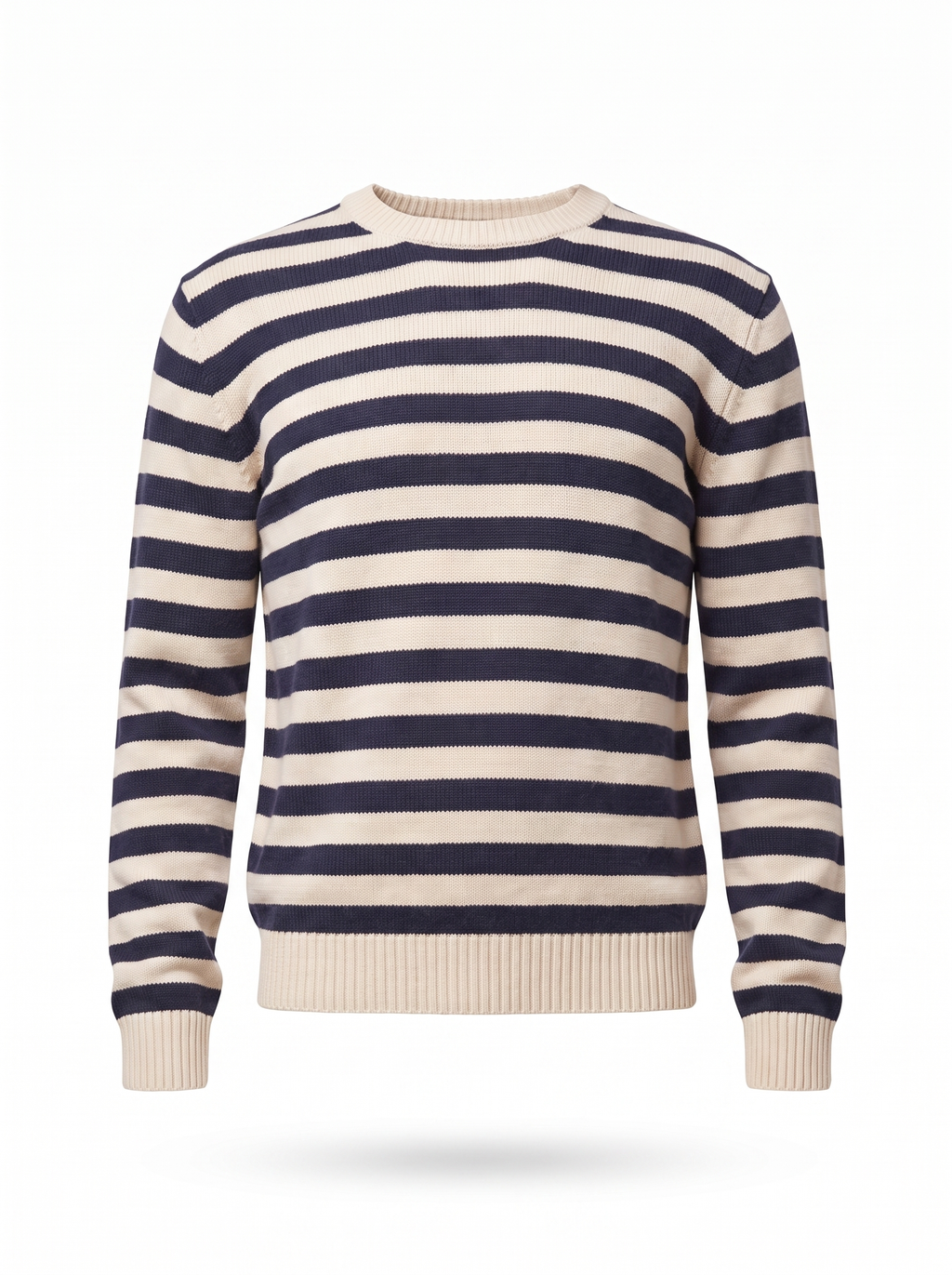 Striped sweater product packshot on white
