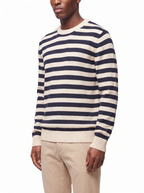 Striped sweater three quarter fit shot